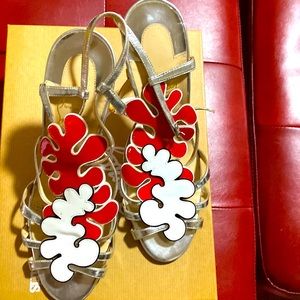 Christian Louboutin cloudy night 100 Specchio silver, red, and white!🔥🔥🔥🔥